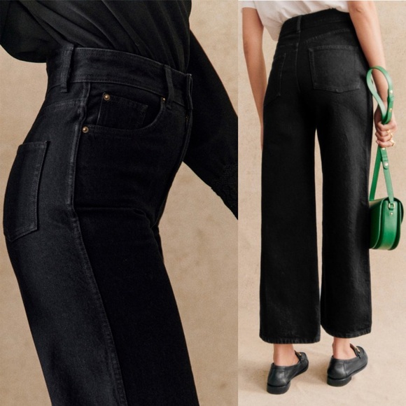 Sezane Jeans Womens Size 28 Wide Leg French Denim Minimalist Stretch Le Crop 38 - Picture 2 of 16